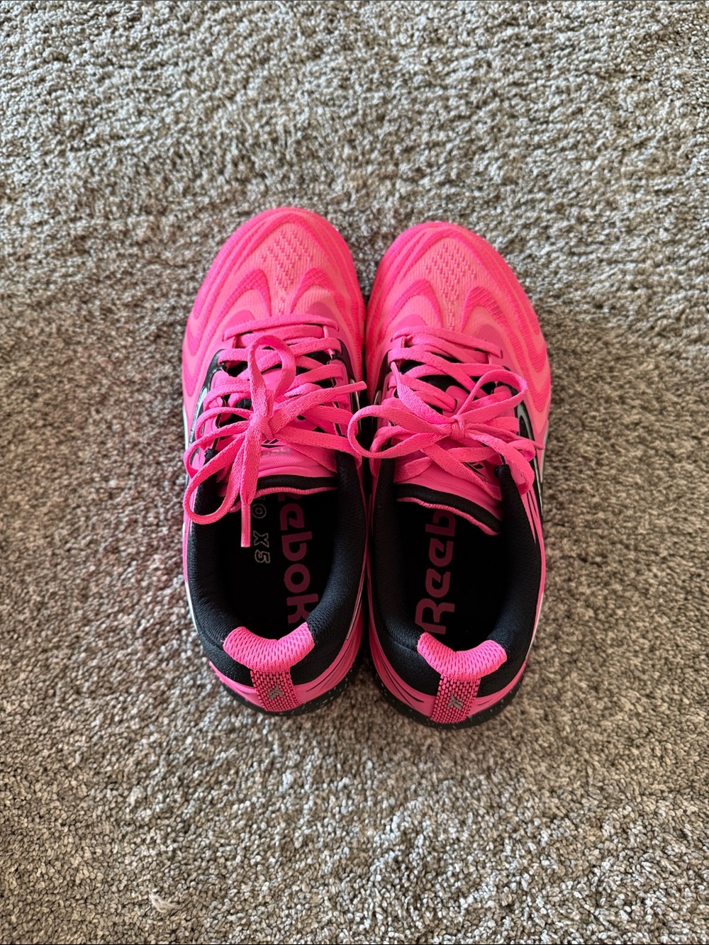 Reebok Women's Hot Pink and Black Athletic Sneakers - Picture 2 of 6